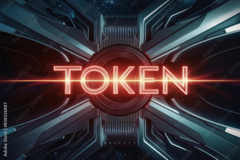 Poster the image is of a glowing red circle with the word token in the center. the circle is surrounded by 
