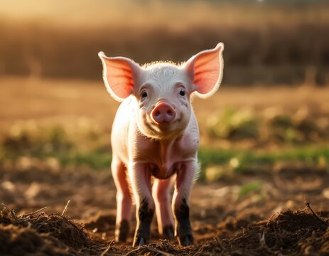 Adorable Piglet Smiling at the Camera