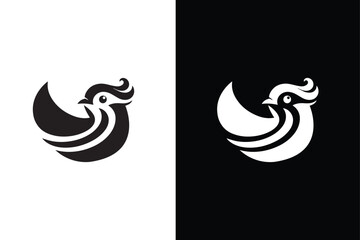 Bird icon, silhouette, logo on white black background