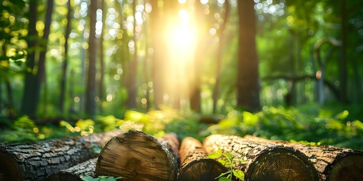 Sustainable Forest Management FSC-Certified Operation Utilizes Selective Logging to Preserve Biodiversity. Concept Sustainable Forestry, FSC Certification, Selective Logging