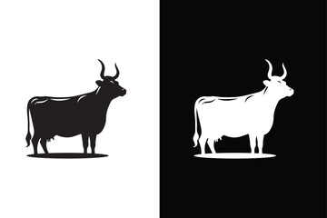 Cow icon silhouette. Cow black white isolated on white black