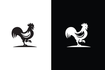 chicken icon illustration design, cute hen symbol. Chicken Icon black white background.