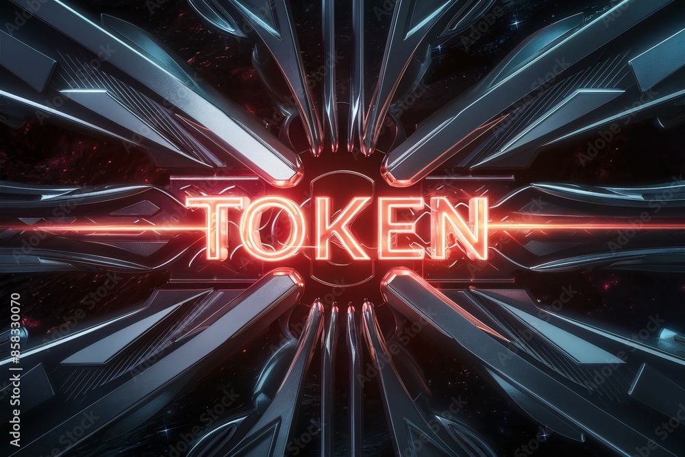 Poster the image is of a glowing red 3d word 
