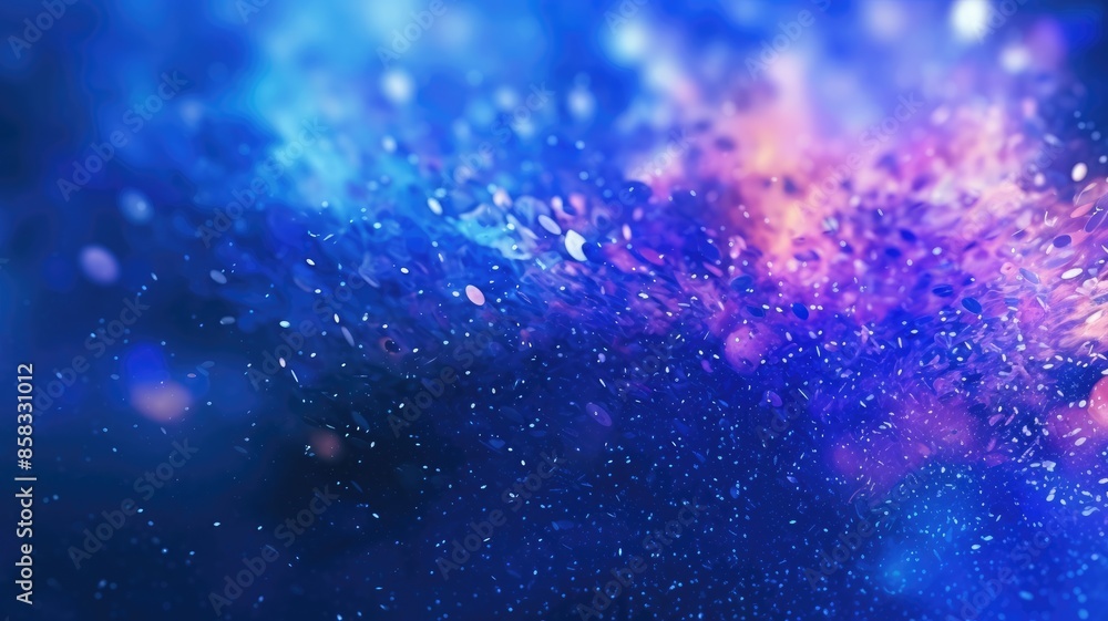 Aufkleber abstract digital artwork of dynamic blue particles with glowing elements and dark background. shiny 