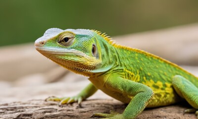Fototapeta premium Green Lizard on a Log