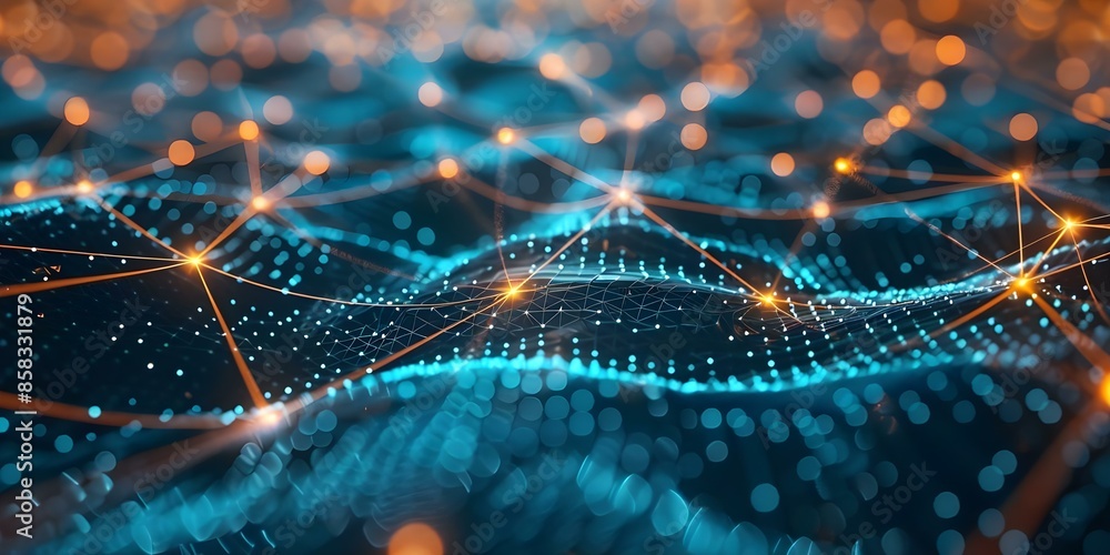 Poster global telecommunications network worldwide connection of nodes for internet communication technolog