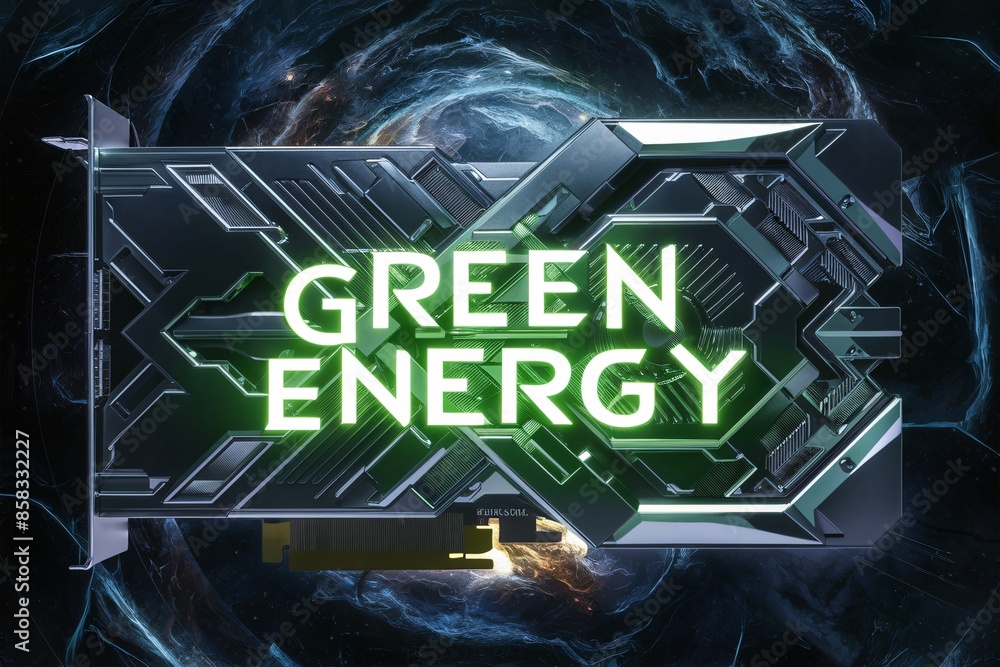 Poster the image is of a computer graphics card with the words 