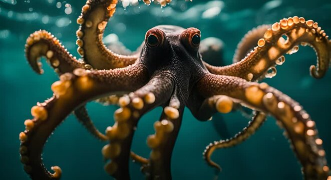 Octopus swimming in the sea.