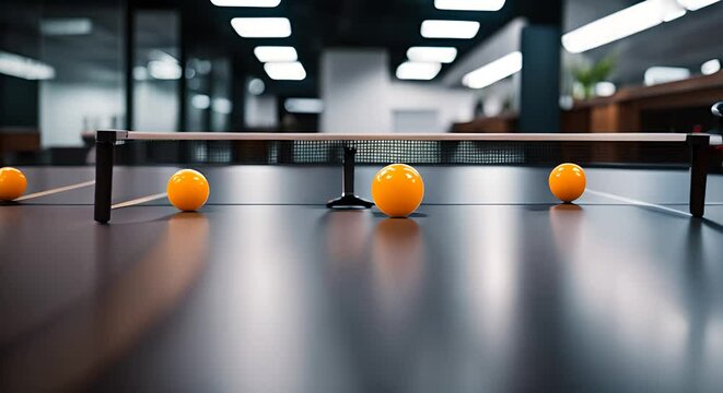 Ping pong table in an office or coworking.