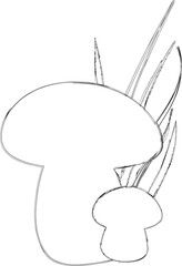  Mushrooms in the grass design for banners and menus.