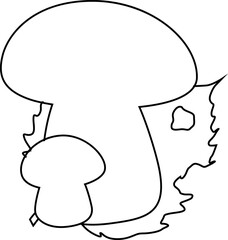 Mushrooms in leaves outline design for banners and menus.