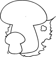 Mushrooms in leaves outline design for banners and menus.