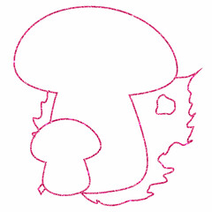 Mushrooms in leaves outline design for banners and menus.