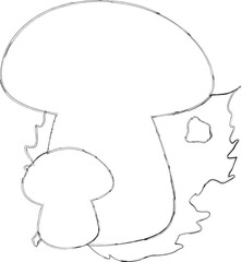 Mushrooms in leaves outline design for banners and menus.
