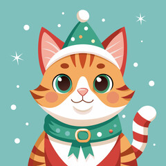 christmas-cat-mint-background