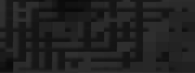 Black tech background with a geometric square and block patterns, Abstract black modern architecture background with luxury block pattern, modern technology black cubes abstract geometric background.