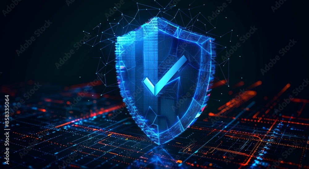 Poster Cyber Security Shield with Checkmark