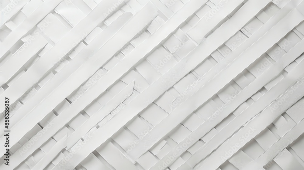 Poster white background featuring a geometric pattern of diagonal lines, lending a sense of movement and st