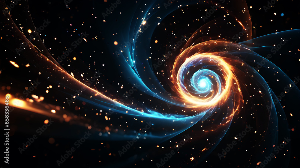 Poster generate an abstract background with a swirl of glowing particles in various sizes and colors. the l