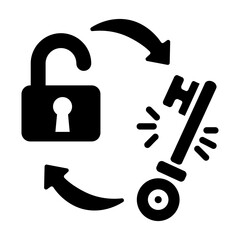 A glyph style icon of key solution 