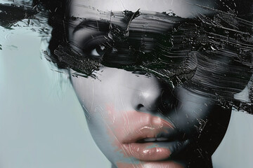 a woman with black paint on her face