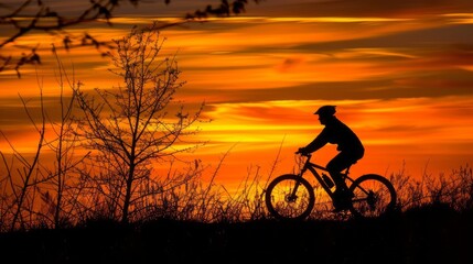 Obraz premium silhouette of a cyclist against the sunset