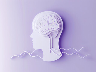 a paper cut out of a head with a brain and waves