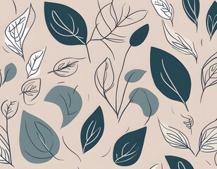 botanical leaf background modern includes a flower line art design and floral organic shape design in a minimalist doodle style. 