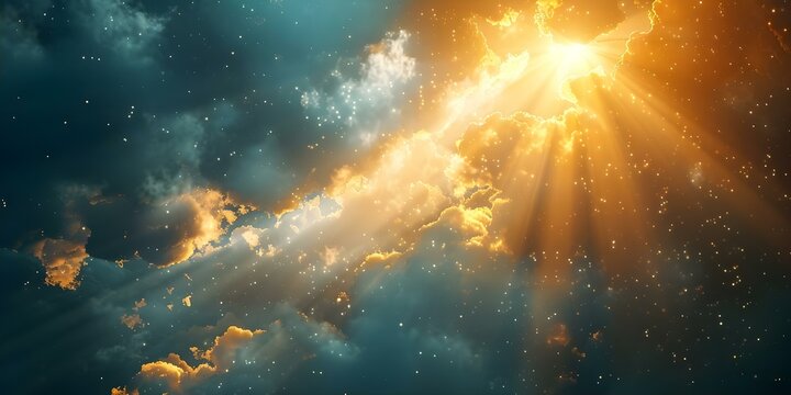 The Radiance of God's Logos A Divine Light in the Heavenly Beginning. Concept Sacred Scriptures, Divine Revelations, Spiritual Enlightenment, Theology Reflections