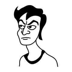 Doodle icon showing unattractive face with serious expression 