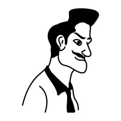 Cartoon style character of ugly face man 