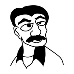 Ugly cartoon character of moustache man 