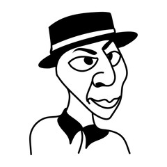 Cartoon style character of ugly person wearing a hat 