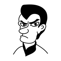 Doodle character of an unattractive man with a big nose 