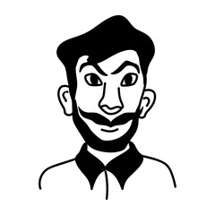 Doodle character of unattractive face with beard 