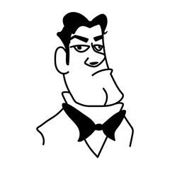 Obraz premium An ugly man with a big chin, doodle style character 