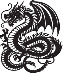 dragon silhouettes vector illustration