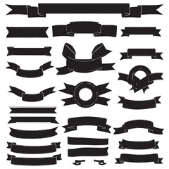 Banner ribbon set silhouette vector black shape