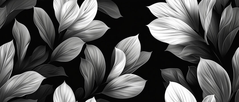 1930's B&W floral design and graphic pattern. Art Deco inspired wallpaper and resource background.