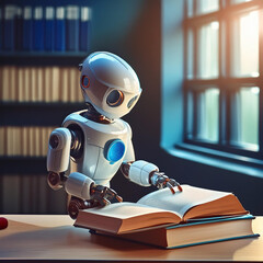 Robot consultant une encyclop&eacute;die