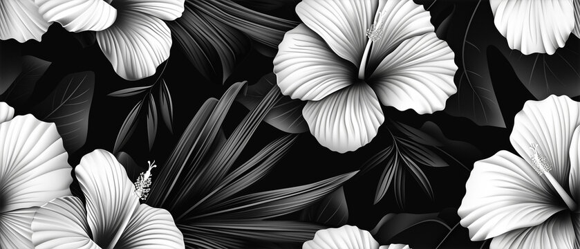 1930's B&W floral design and graphic pattern. Art Deco inspired wallpaper and resource background.