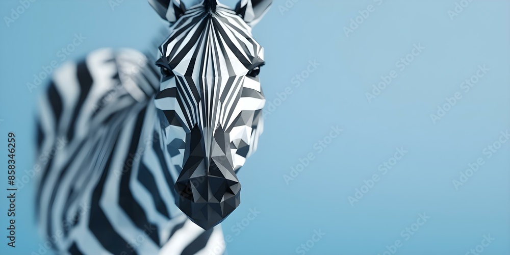 Aufkleber geometric zebra head in polygon pattern digital stock image. concept zebra, geometric design, polygo