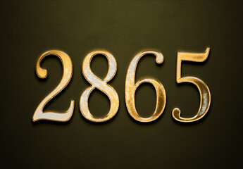 Old gold effect of 2865 number with 3D glossy style Mockup.