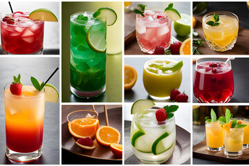 Drink list with a selection of fresh icy fruit mixed drinks. 