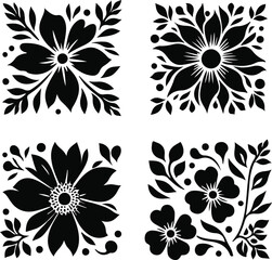 Various Flower Pattern on a white background , Editable , vector 