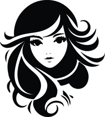 A silhouette design on a white background featuring girl face , Vector , Editable 