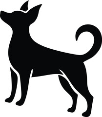 A silhouette design on a white background featuring dog