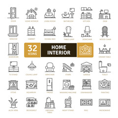 Home interior icons Pack. The art and science of understanding people's behavior to create functional spaces