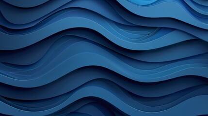 Abstract Blue Wavy Paper Background - 3D Rendering