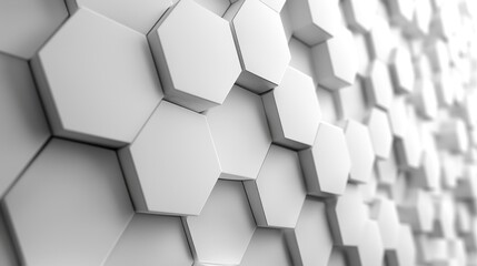 3D Futuristic honeycomb mosaic white background. Realistic geometric mesh cells texture. Abstract white vector wallpaper with hexagon grid.